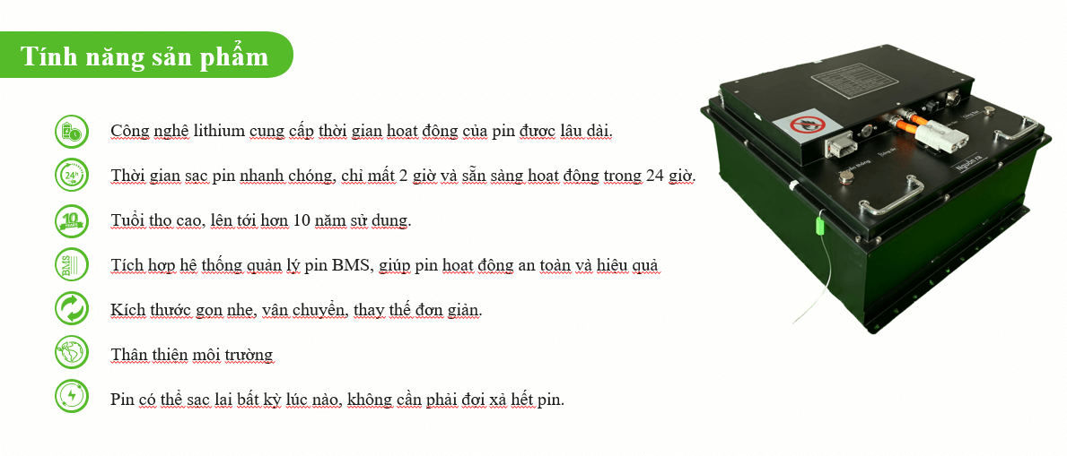 Pin Lithium 48V52Ah- PIN CHO XE THU GOM RÁC 9 noi bat MT 4852